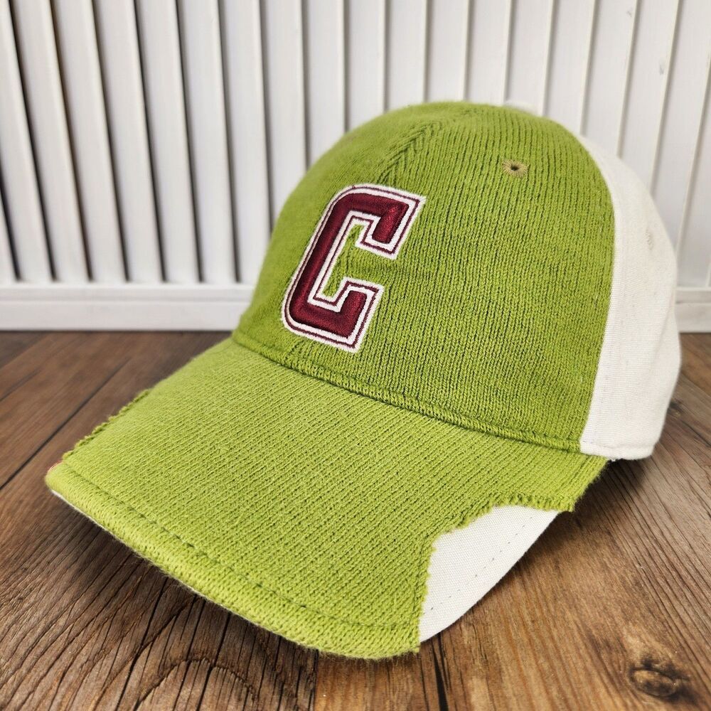 Cabela's Collegiate Varsity "C" Strapback Hat Cap Green Terry Cloth Distressed